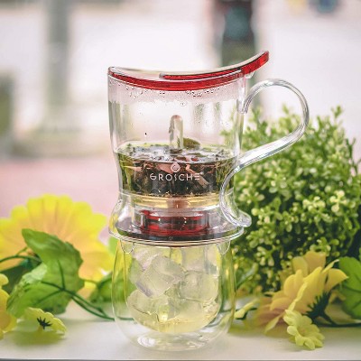 Red BPA-Free Tritan Plastic Bottom Dispensing Tea Maker, 17.7 fl oz