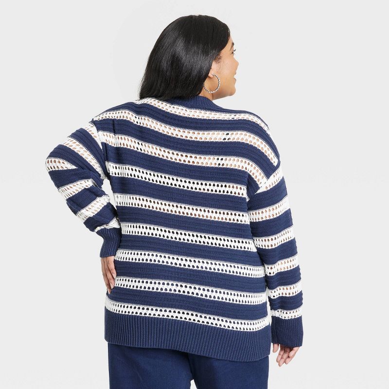 Women's Crewneck Crochet Sweater - Ava & Viv™ , 2 of 4
