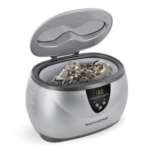 Magnasonic Professional Ultrasonic Jewelry Cleaner Machine, 20oz Tank for Rings, Necklaces, Glasses, Watches, & Dentures - Silver - 1 of 4