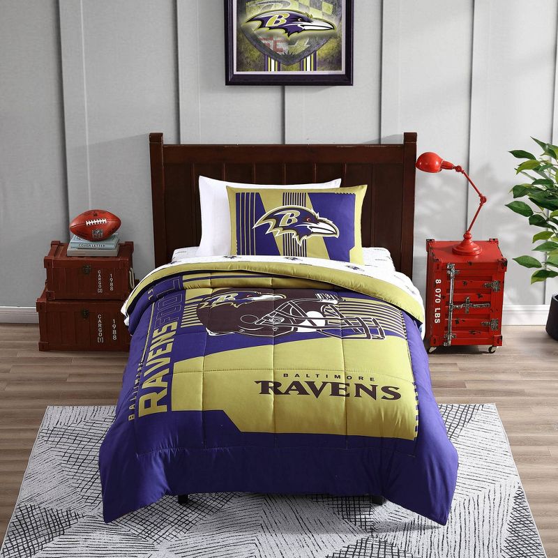 NFL Baltimore Ravens Status Bed In A Bag Sheet Set - Twin, 1 of 2