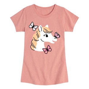 Girls' - Instant Message - Horse Butterfly Fitted Short Sleeve Graphic T-Shirt - 1 of 4