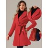 Allegra K Women's Elegant Notched Collar Single Belted Winter Long Coat - 2 of 4