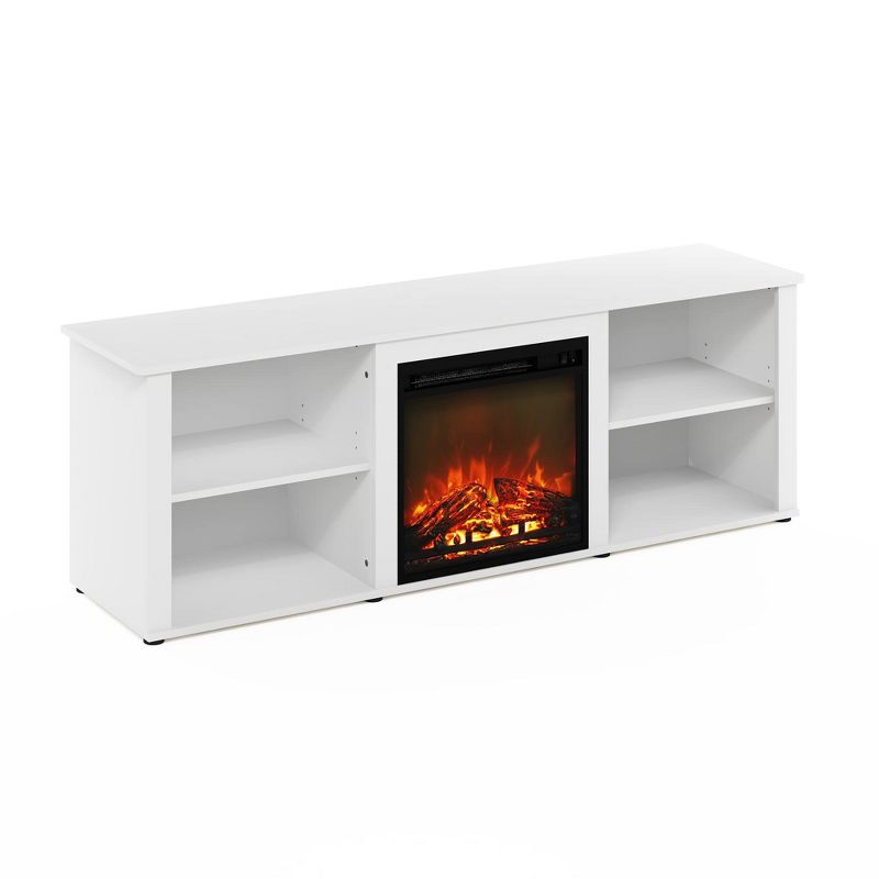 Furinno Classic 70 Inch TV Stand with Fireplace, Solid White, 4 of 5