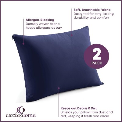Navy Cotton Hypoallergenic Standard Pillow Protector Set