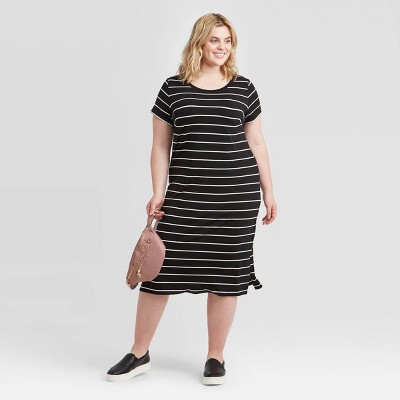 plus size striped shirt dress