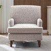 OUTSUPPLY Vintage Upholstered Armchair with Linen Fabric & Antique Wood Legs, Accent Chair for Living Room, Bedroom Reading Corner - 3 of 4