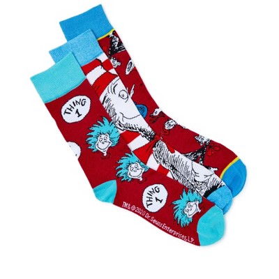 Dr. Seuss Cat In The Hat Men's Socks, 3 Pack