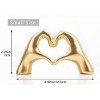 Itopfox Small Heart Hands Sculpture 1 Piece Gold Resin Modern Decor 4.92 x 1.37 x 2.75 Inch for Living Room Bedroom Office Table Gift - 4 of 4