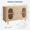 DobleePy 47" Modern Mid-Century Sideboard Buffet Cabinet - Fluted Glass Doors, 3 Drawers & Adjustable Shelves, Credenza Storage for Kitchen - 2 of 4
