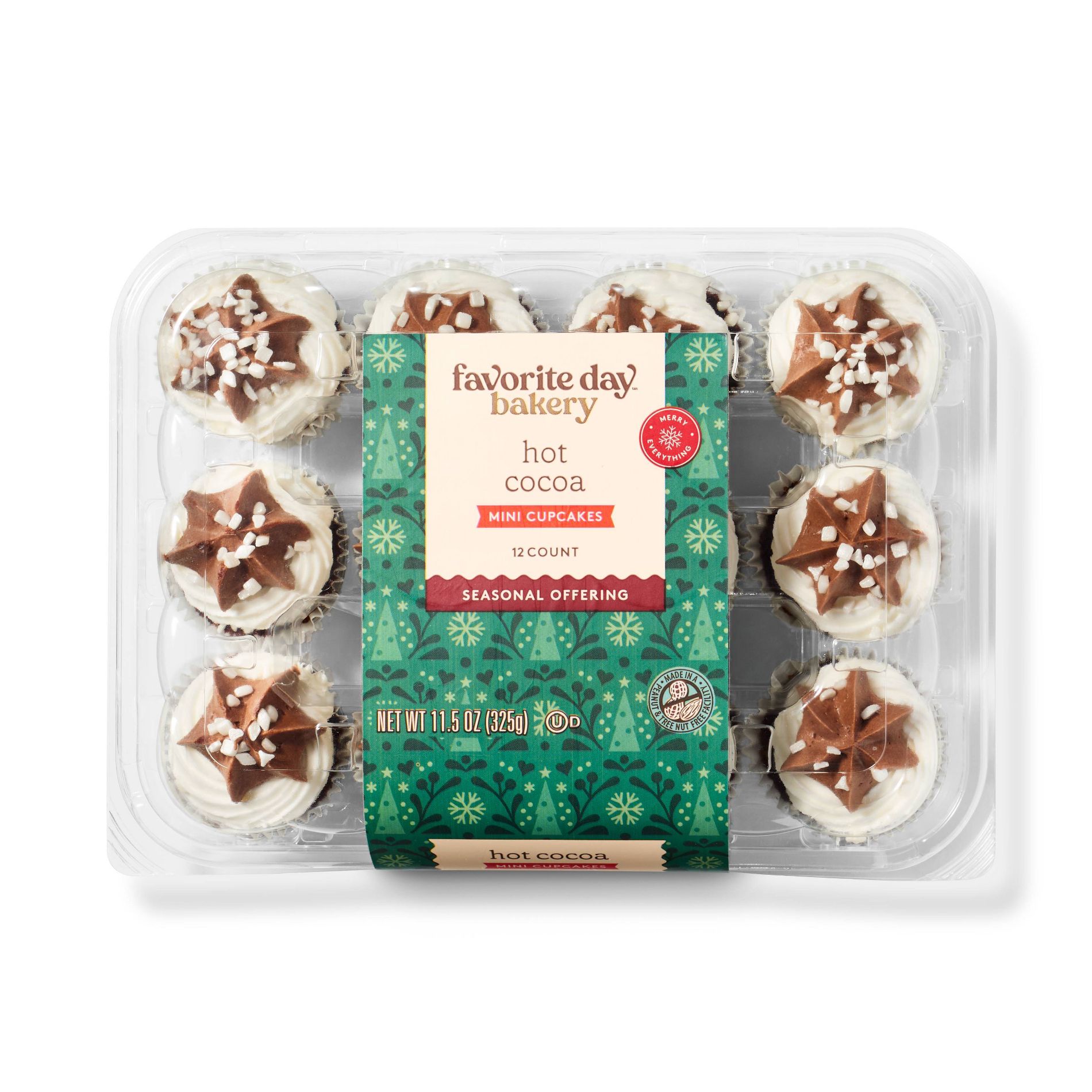 Holiday Christmas Hot Chocolate Mini Cupcakes - 11.5oz/12ct - Favorite Day™