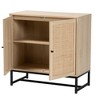 Caterina Wood and Natural Rattan 2 Door Storage Cabinet Natural Brown/Black - Baxton Studio: Mid-Century Design, Metal Frame - 3 of 4
