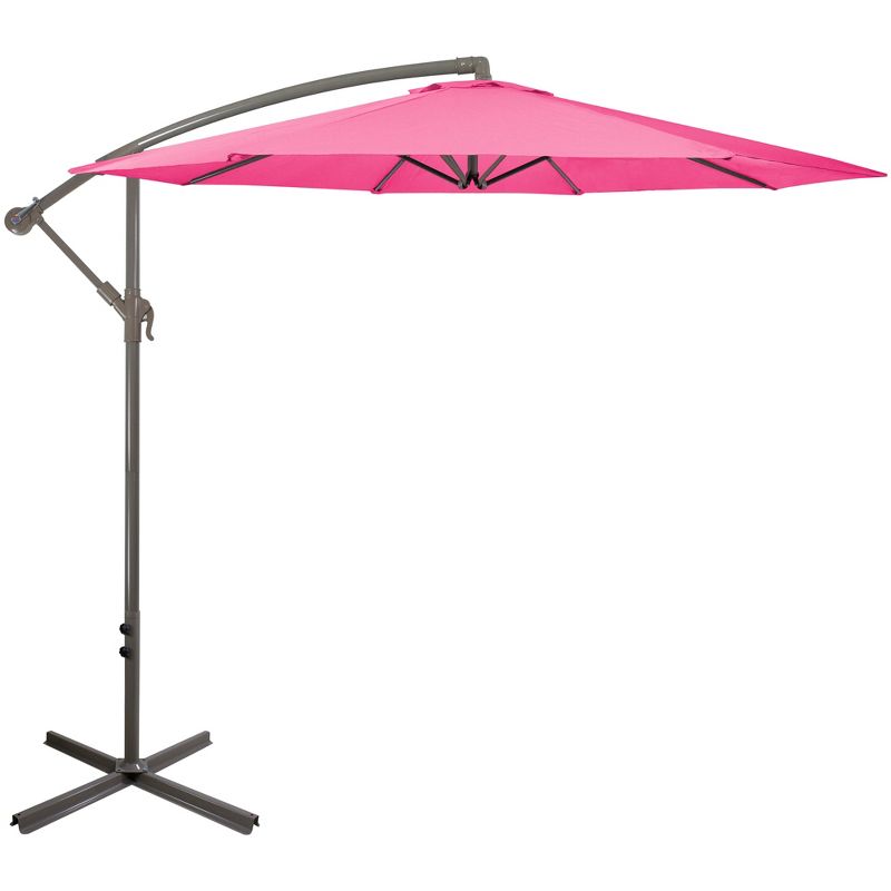Northlight 10ft Offset Outdoor Patio Umbrella with Hand Crank, Pink, 1 of 5
