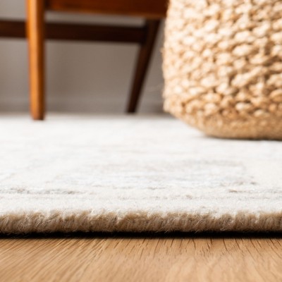 Beige Hand-Tufted Wool and Viscose Area Rug 4' x 6'