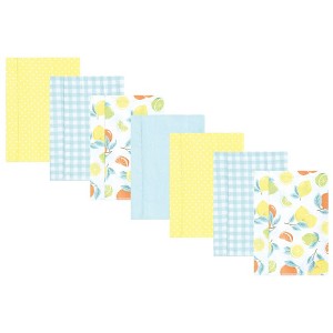 Hudson Baby Infant Girl Flannel Burp Cloth 7pk, Citrus Mint, One Size - 1 of 4