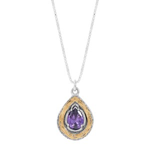 Silpada 'Magic and Moons' Sterling Silver with 14K Yellow Gold Plating Purple Cubic Zirconia Pendant Necklace, 18" + 2" - 1 of 4