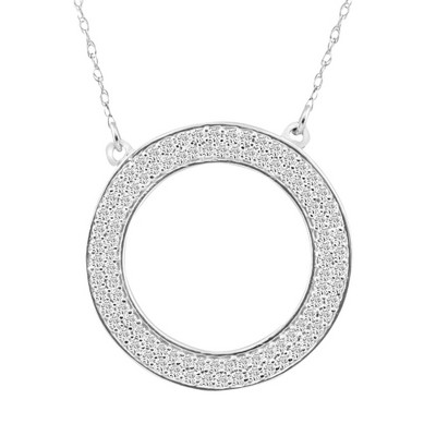 Pompeii3 5/8Ct Natural Round Diamond Circle Pendant White or Yellow Gold Necklace 3/4"