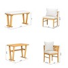 6 PCS Modular Dining Set, Farmhouse Style Dining Table and 1 Bench and 4 Chairs, Rubber Wood Frame Chair with Polyester Cushion-Baofuwish - 4 of 4