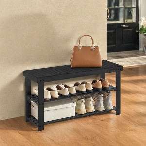 Shoe Rack Bench, 3-Tier Bamboo Shoe Storage Organizer, Entryway Bench, Holds Up to 286 lb, 11.3 x 35.4 x 17.8 Inches, for Entryway Bathroom Bedroom - 1 of 4