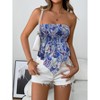 Women's Floral Print Sleeveless Tube Tops Elastic Trim Waist Strapless Vintage Pleated Hem Blouse Off The Shoulder - 4 of 4
