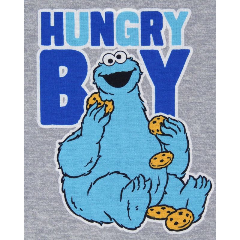 Sesame Street Toddler Boy's Cookie Monster Hungry Boy Sleep Pajama Set Short Blue, 4 of 7