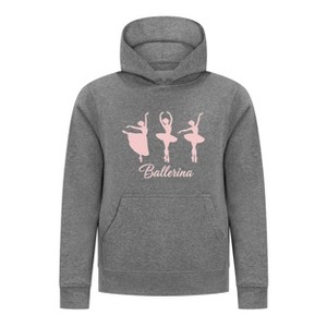 Everyday Kids Ballerina Girls Pullover Hoodie – Pink Dancer Silhouette Ballet Sweatshirt - 1 of 4