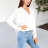 Anna-Kaci Women's V-Neck Waffle Knit Surplice Wrap Long Sleeve Top - 2 of 4