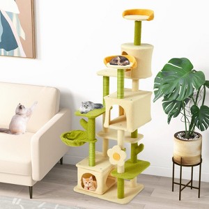 EROMMY 69'' Multi-level Cat Tree Tower, Cute Cat Tree With Cat Scratching Posts For Indoor Cats , Tall Cat Climbing Tower With Cat House, Cat Bed - 1 of 2