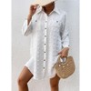 Women's Oversized Casual Shirts Open Front Knot Details Swimsuit Cover Up Summer Lighweight Shirts - 3 of 4