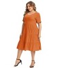 Coolmee Womens Summer Maxi Dress Plus Size Casual  Short Sleeve Ruffle Tiered V Neck Swing Long Sundress - 4 of 4