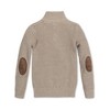 Hope & Henry Boys' Organic Long Sleeve Mock Neck Mix Stitch Button Sweater with Elbow Patches, Taupe Marl Mix Stitch, 12-18 Months - 3 of 4