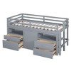 TIRAMISUBEST Twin Size Low Loft Bed with 4 Drawers, Underneath Cabinet and Shelves, Solid Wood Loft Bedframe with Open Storage and Ladder - 3 of 4