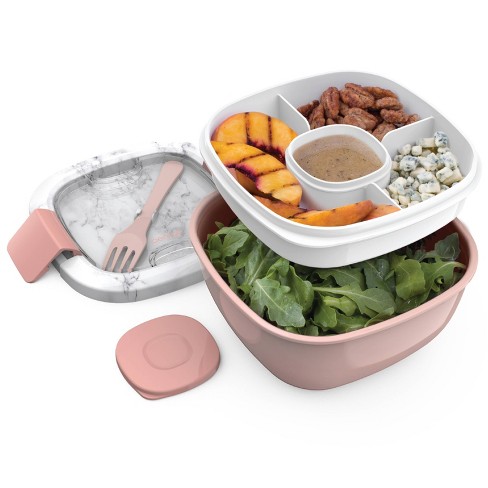 Bentgo Salad Stackable Lunch Container With Large 54oz Bowl, 4-compartment  Tray & Built-in Fork - Blush Marble : Target