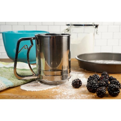 Stainless Steel Triple Mesh Flour Sifter, 3 Cup Capacity