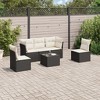 vidaXL 6 Piece Patio Sofa Set with Cushions Black Poly Rattan - Black and Cream With Table - 2 of 4