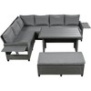 Sapphtopaz Patio Furniture Set Rattan Loveseat Sectional Lounge Couch with Cushions and Ottoman Rectangular Coffee Table for Backyard, Terrace - 2 of 4