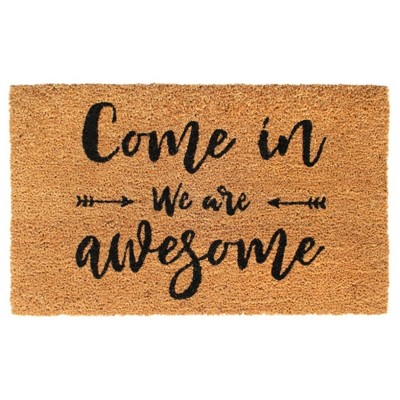 1'6" x 2'6" Tufted Come In We Are Awesome Doormat Natural - Raj