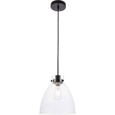 Elegant Lighting Frey 1 light Black and Clear glass pendant