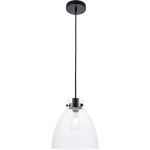 Elegant Lighting Frey 1 light Black and Clear glass pendant - 1 of 4