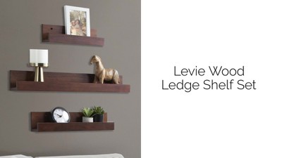 Levie Black Manufactured Wood 3-Piece Floating Wall Shelf Set
