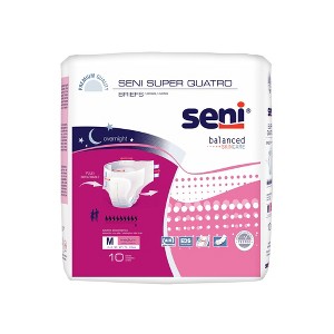 Seni Super Quatro Adult Incontinence Brief M Heavy Absorbency Breathable / Overnight, S-ME10-BQ1, Severe - 1 of 4