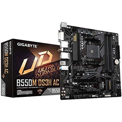 Photo 1 of GIGABYTE B550M DS3H AC (AM4 AMD/B550/Micro ATX/Dual M.2/SATA 6Gb/s/USB 3.2 Gen 1/PCIe 4.0/HMDI/DVI/DDR4/Motherboard)