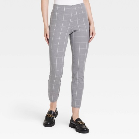 Women's High-rise Slim Fit Bi-stretch Ankle Pants - A New Day™ Black/white  Plaid 4 : Target