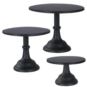 SYFERLORY 3 Pcs Metal Cake Stand, Cake Pop Stand Set of Disc Diameter 8" 10" 12" (Matte Black) - 1 of 1
