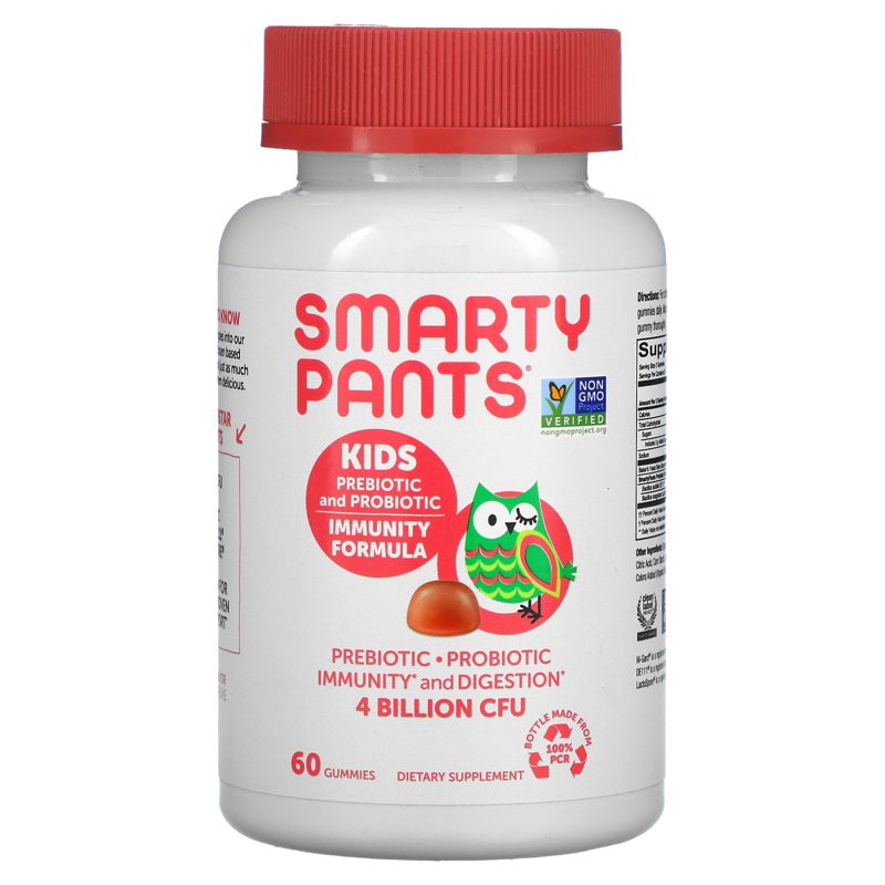 SmartyPants Kids Prebiotic and Probiotic, Immunity Formula, Strawberry Creme, 4 Billion, 60 Gummies (2 Billion CFU per Gummy), 1 of 4