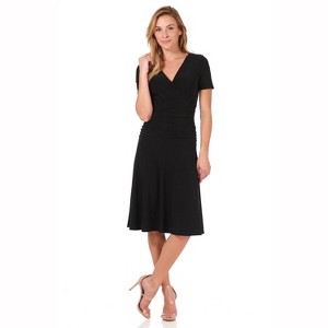 Rekucci Women's V-Neck Short Sleeve Crossover Dress with Tummy Control - 1 of 4