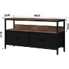 Modern TV Stand for 55-Inch TV with 2 Fabric Drawers, Open Shelves & Cable Management, Black Metal Frame Entertainment Center, Grey - 3 of 4