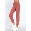 Slickblue Women's Drawstring Sweater Pants, Long Lounge Fit, Stretch Knit Bottoms, Camel/Raspberry Pink, Size S-L - 3 of 4