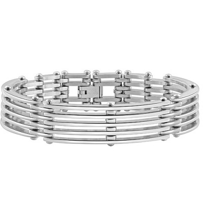 Pompeii3 Men's Steel Single tone 13.5mm Link Flexible Clasp  8.5 " Bracelet