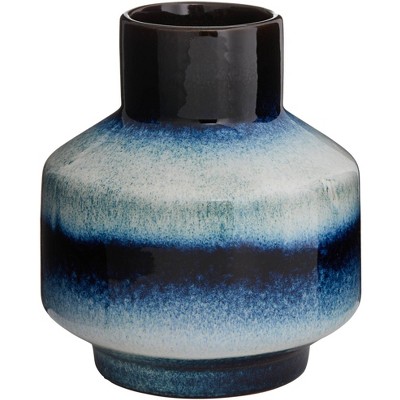 Studio 55D Modern 6 1/2" High Blue and Cream Ceramic Vase