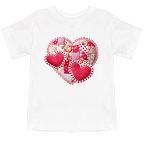 Hearts Patchwork Print - Toddler Short Sleeve Graphic T-Shirt - 1 of 4